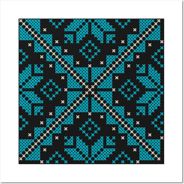 Palestinian Jordanian Traditional Tatreez Cross Stitch Embroidery Art Pattern #12-trz Wall Art by QualiTshirt